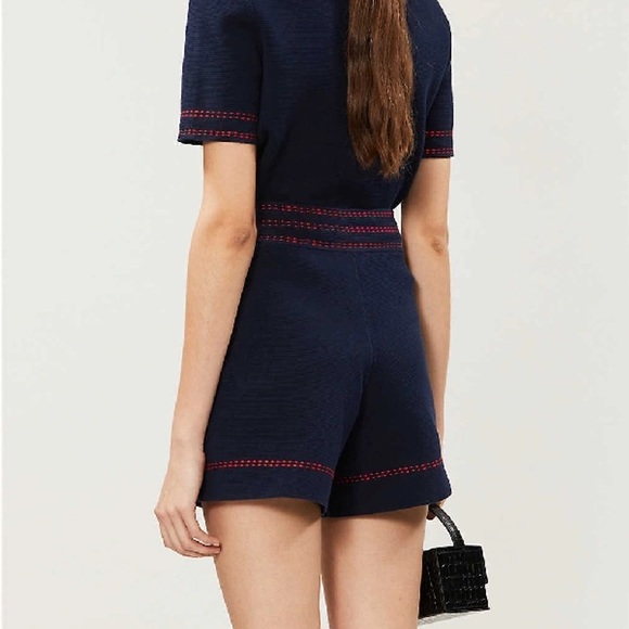 Maje Isla High-waist Side-button Knit Shorts Marine Blue - Picture 10 of 12